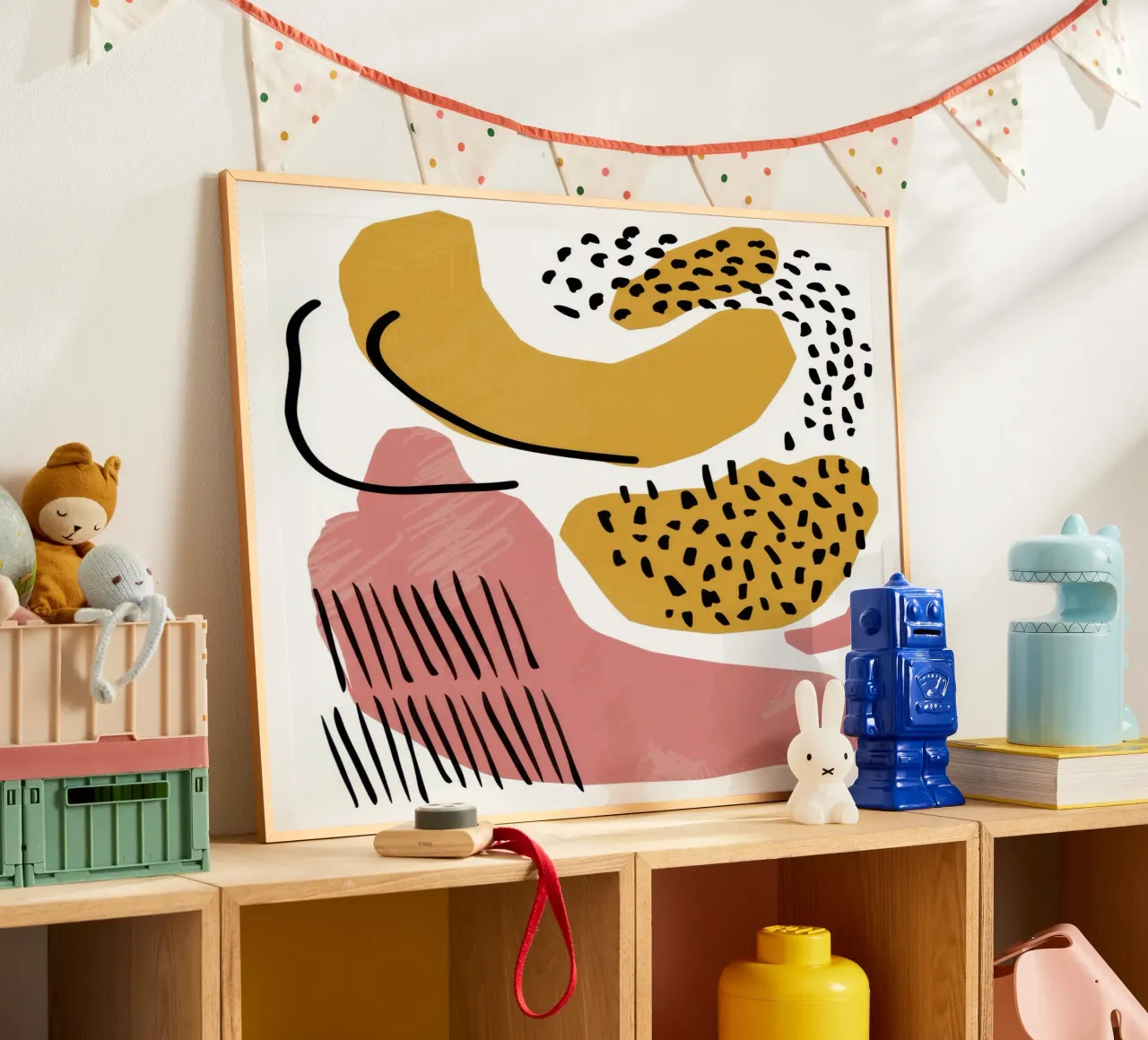 Abstrakter Formtanz Poster mit Kunststoffrahmen von Lyra Glaze