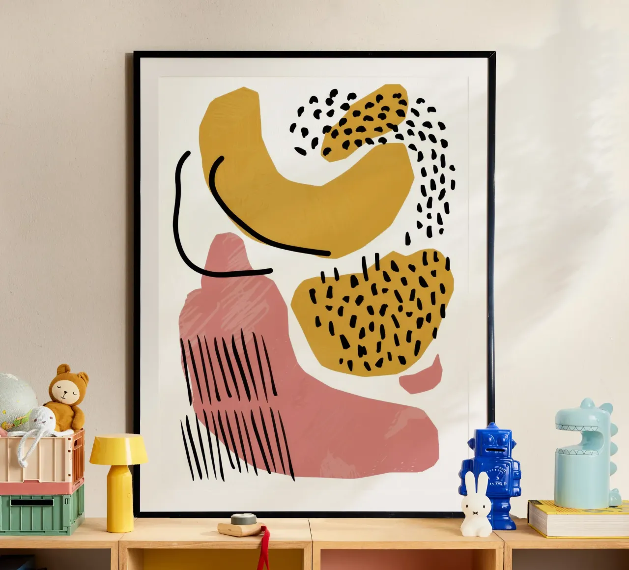 Abstrakter Formtanz Poster mit Kunststoffrahmen von Lyra Glaze