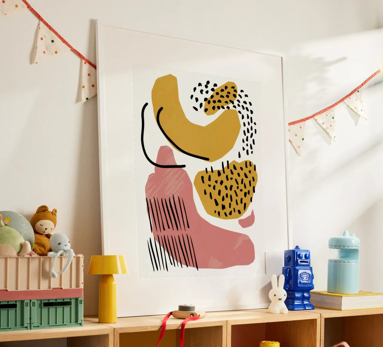 Abstrakter Formtanz Poster mit Kunststoffrahmen von Lyra Glaze
