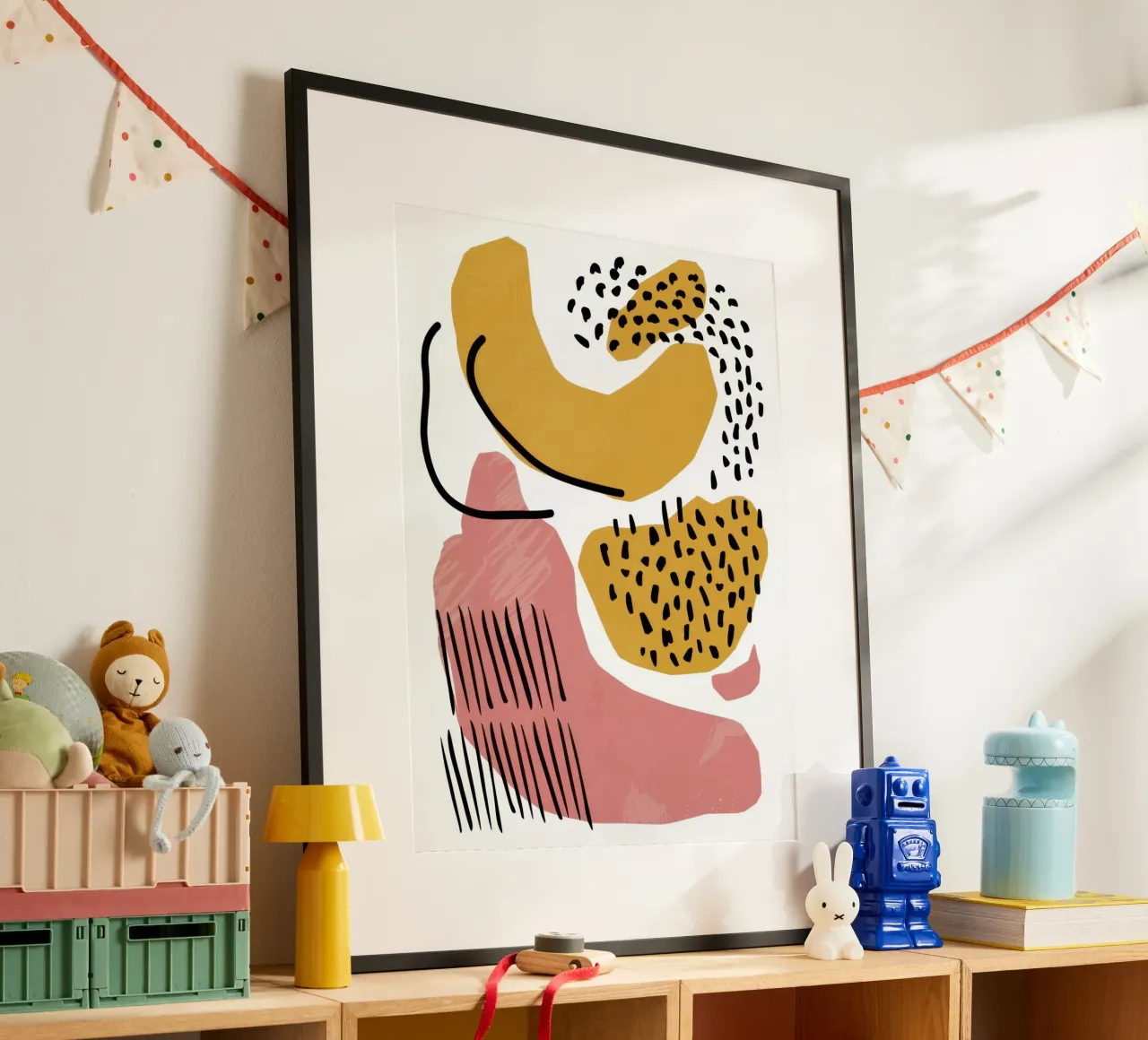 Abstrakter Formtanz Poster mit Kunststoffrahmen von Lyra Glaze