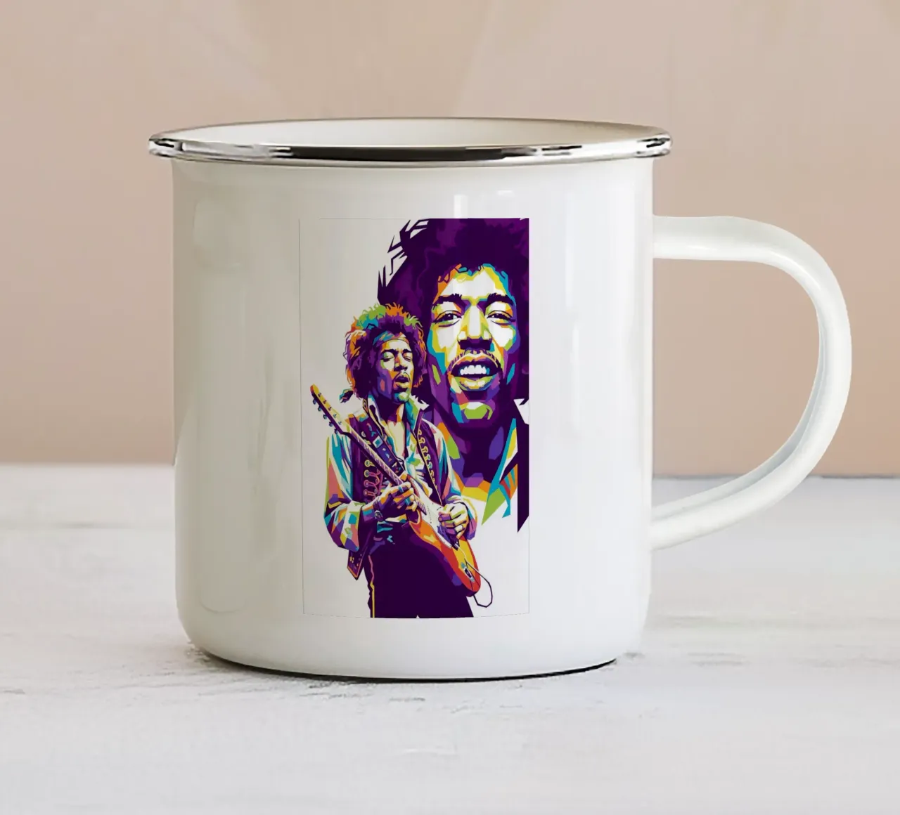 Ritratto pop art di Jimi Hendrix #3 tazza in smalto da Hantamrata