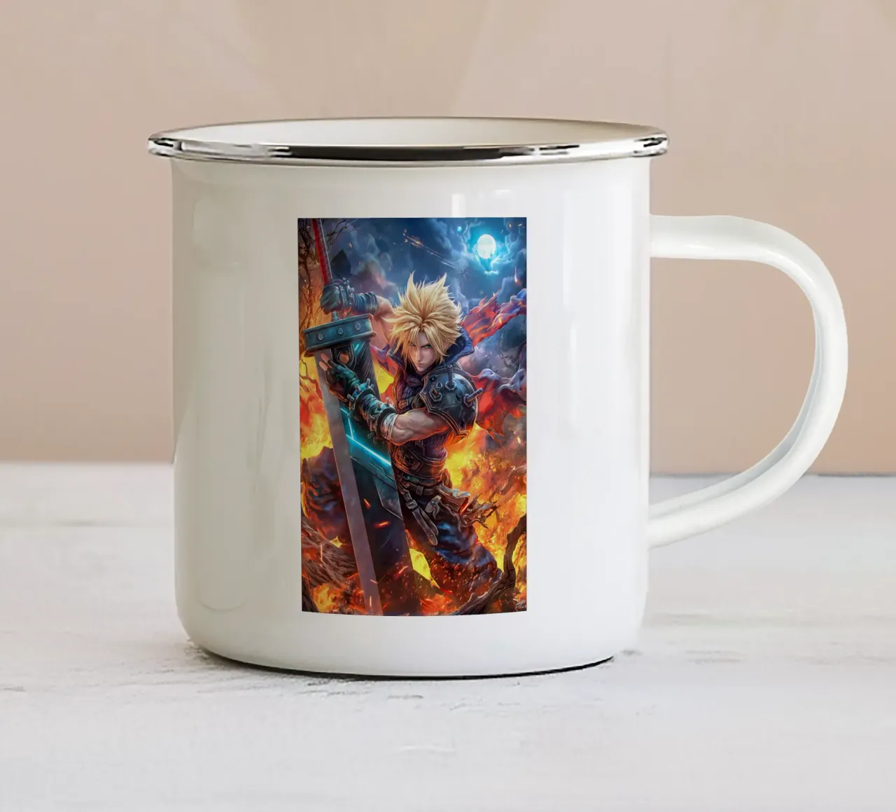Cloud Strife Final Fantasy VII FF7 tazza in smalto da Fleur de Lys