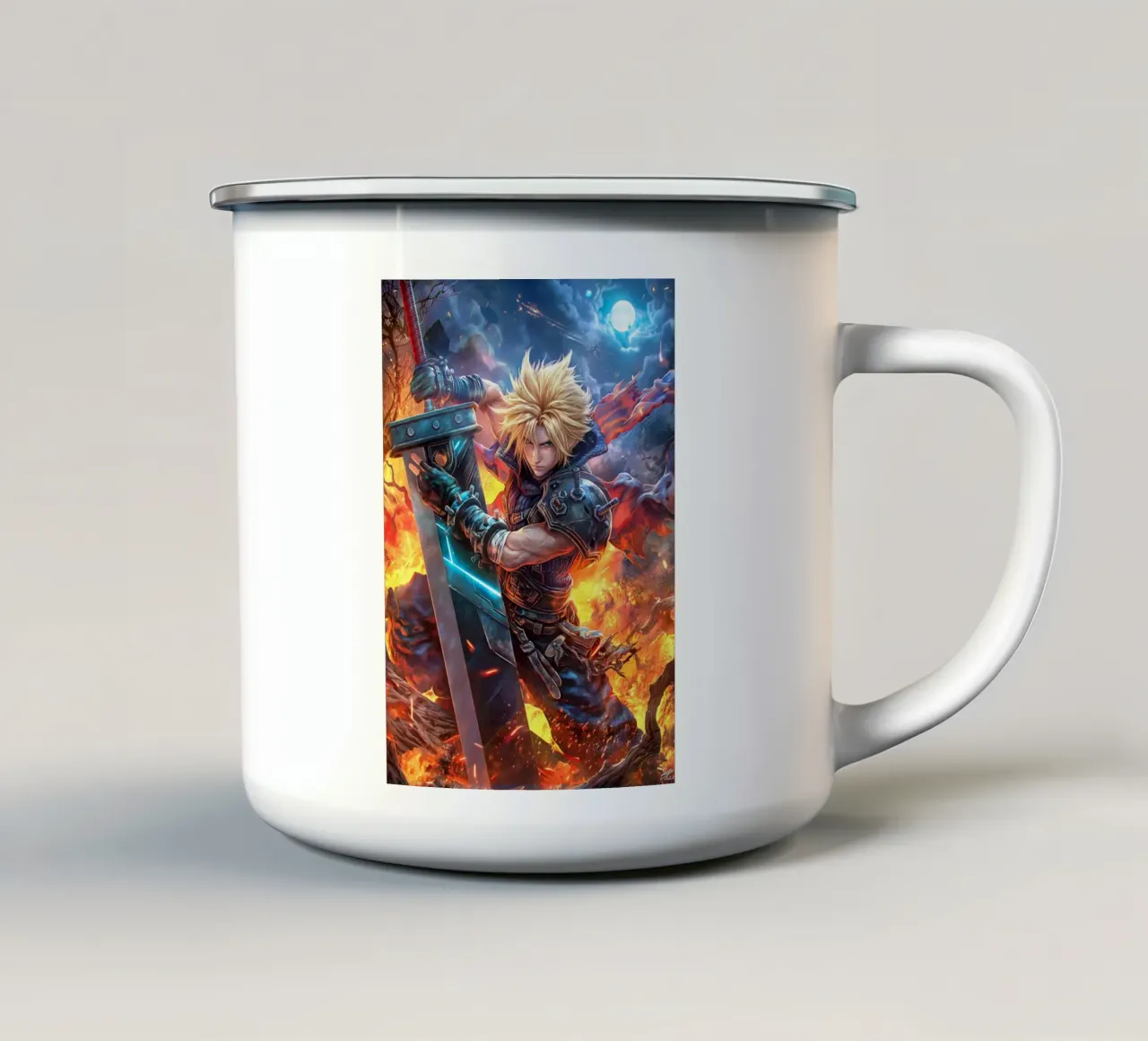 Cloud Strife Final Fantasy VII FF7 tazza in smalto da Fleur de Lys
