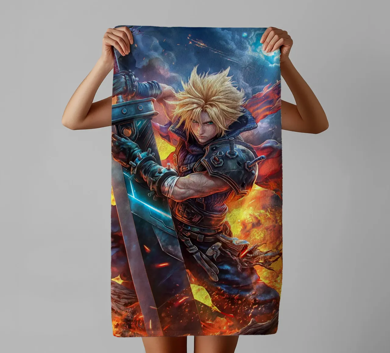 Cloud Strife Final Fantasy VII FF7 asciugamano da bagno da Fleur de Lys