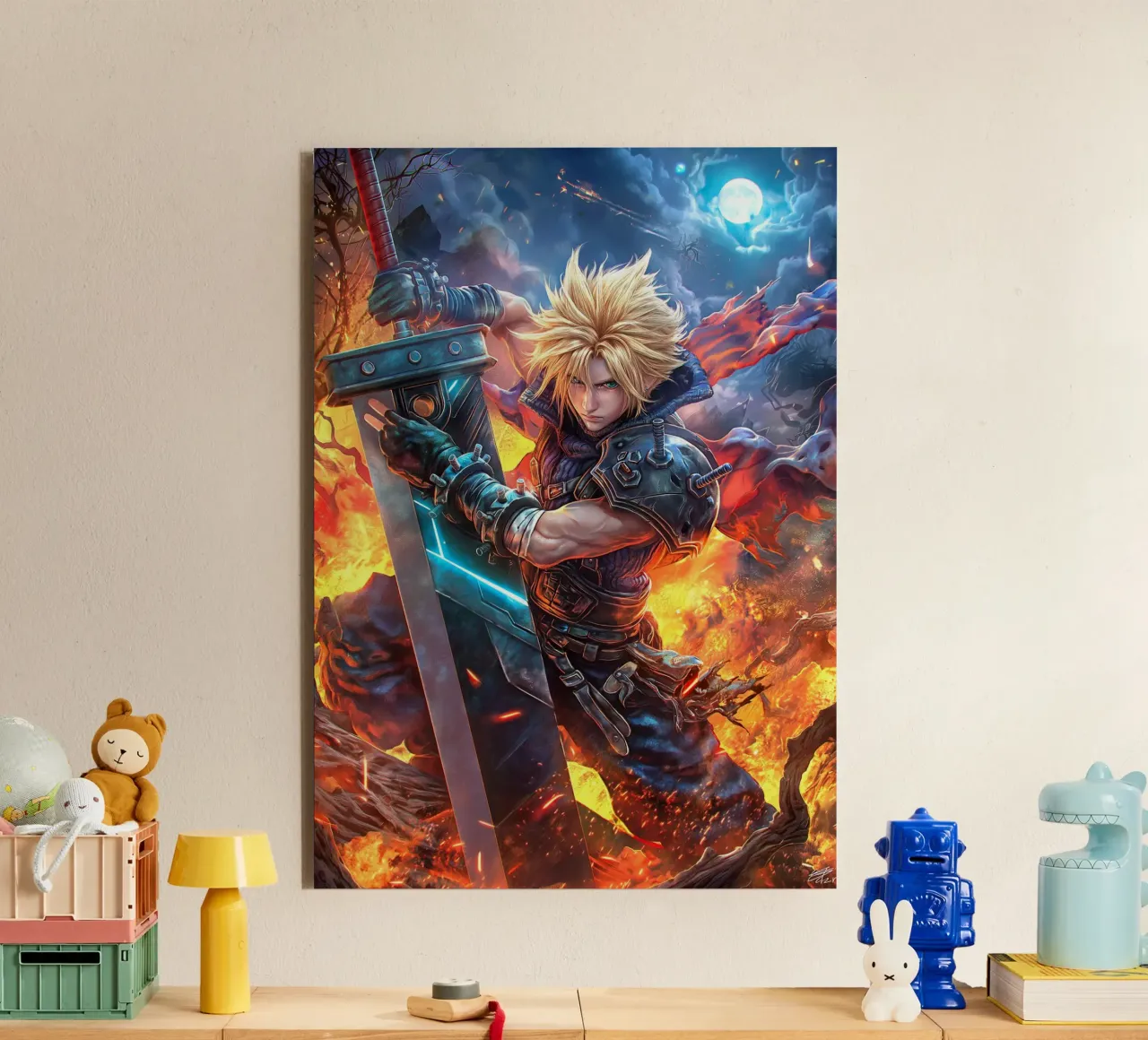 Cloud Strife Final Fantasy VII FF7 alluminio dibond da Fleur de Lys