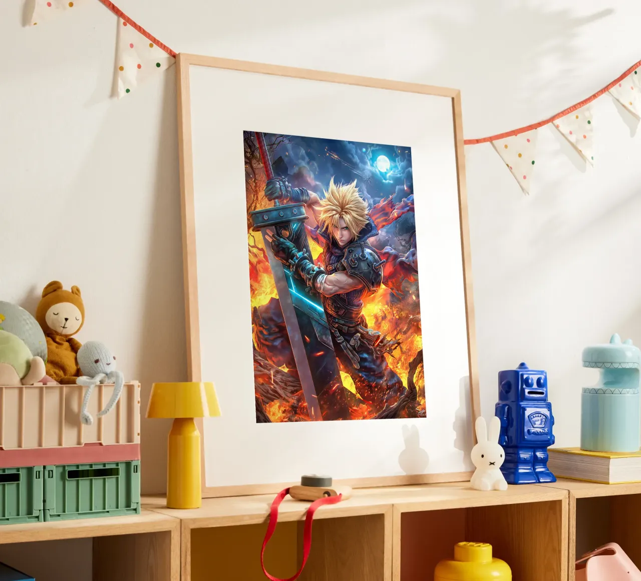 Cloud Strife Final Fantasy VII FF7 poster con telaio in alluminio da Fleur de Lys