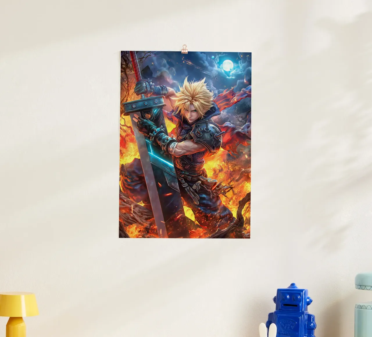 Cloud Strife Final Fantasy VII FF7 poster con telaio in alluminio da Fleur de Lys