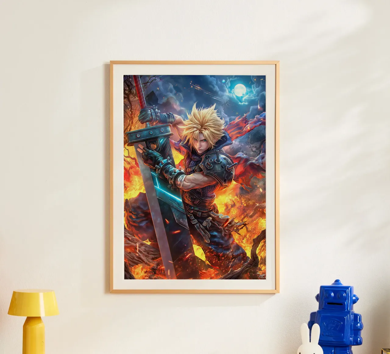 Cloud Strife Final Fantasy VII FF7 poster con telaio in alluminio da Fleur de Lys
