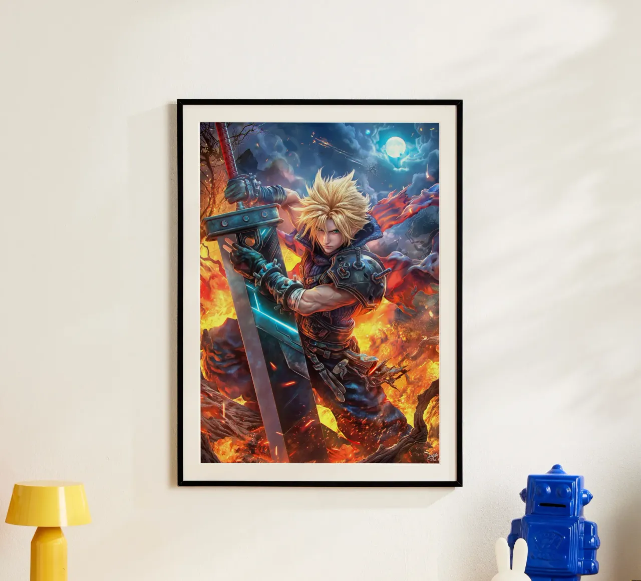 Cloud Strife Final Fantasy VII FF7 poster con telaio in alluminio da Fleur de Lys