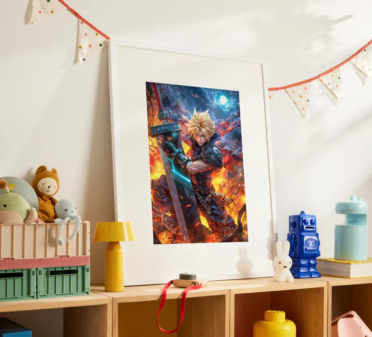 Cloud Strife Final Fantasy VII FF7 poster con telaio in alluminio da Fleur de Lys