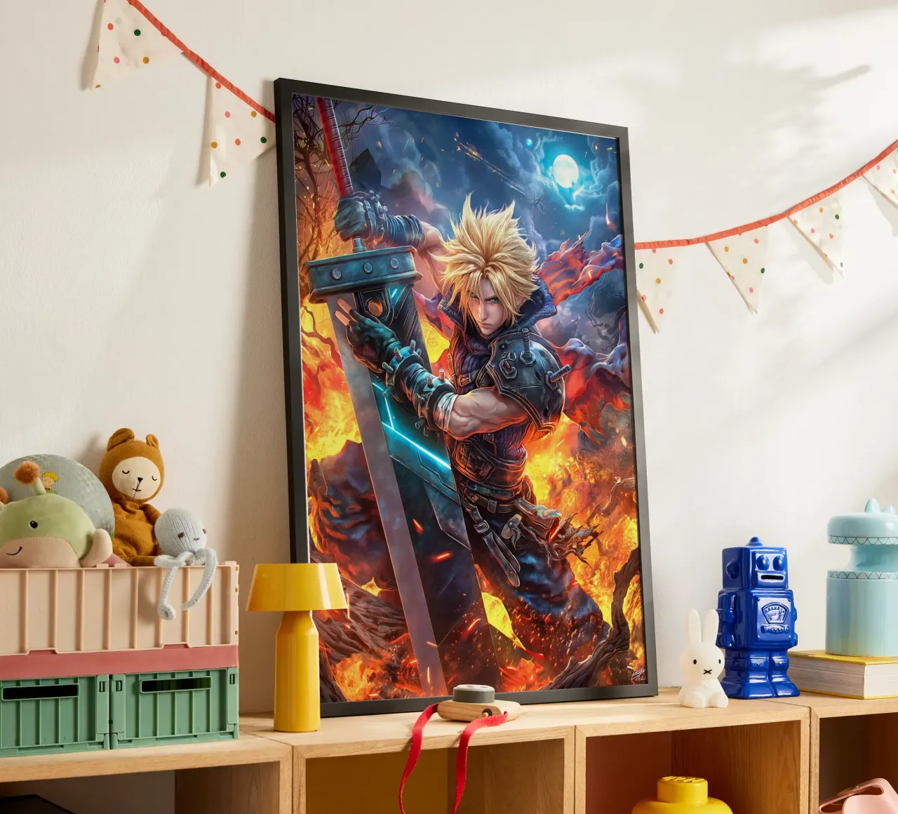 Cloud Strife Final Fantasy VII FF7 poster con telaio in alluminio da Fleur de Lys
