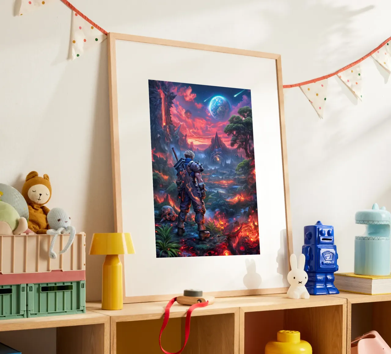 Cloud Strife Final Fantasy VII FF7 poster con telaio in alluminio da Fleur de Lys
