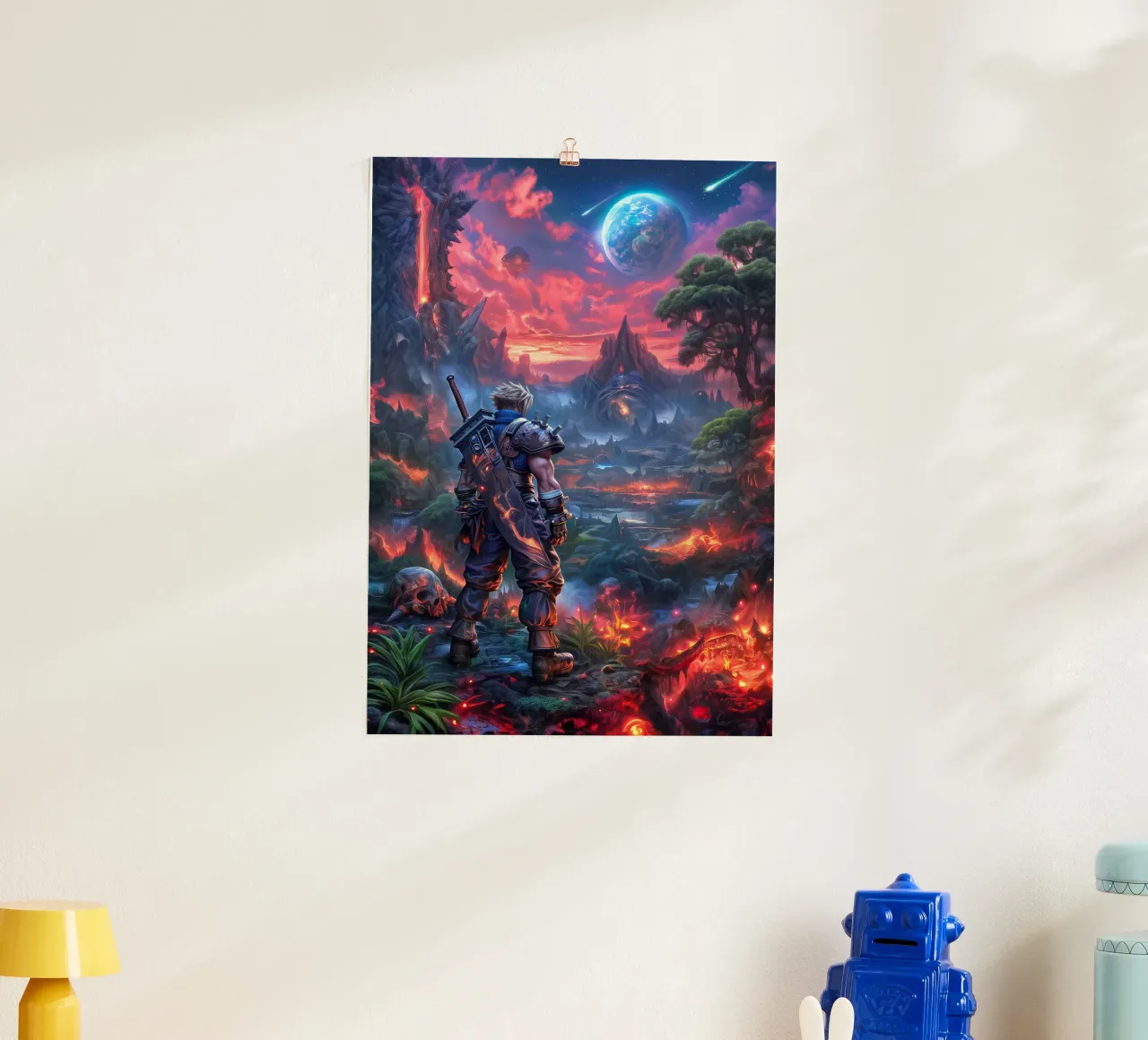 Cloud Strife Final Fantasy VII FF7 poster con telaio in alluminio da Fleur de Lys