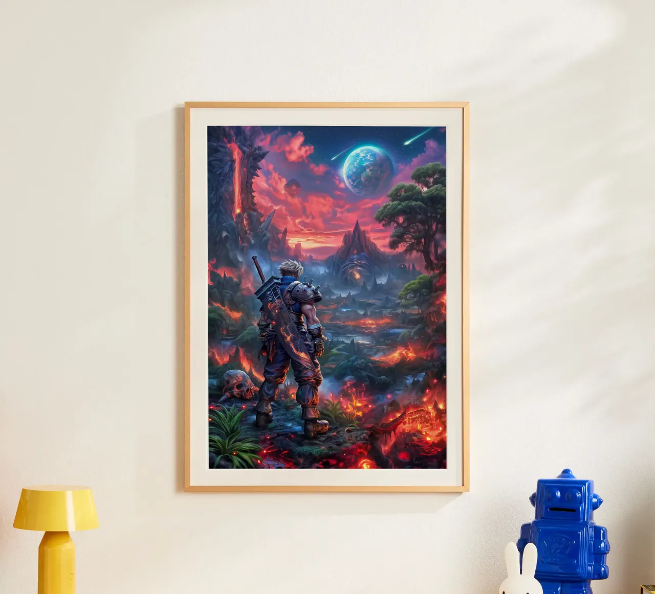 Cloud Strife Final Fantasy VII FF7 poster con telaio in alluminio da Fleur de Lys