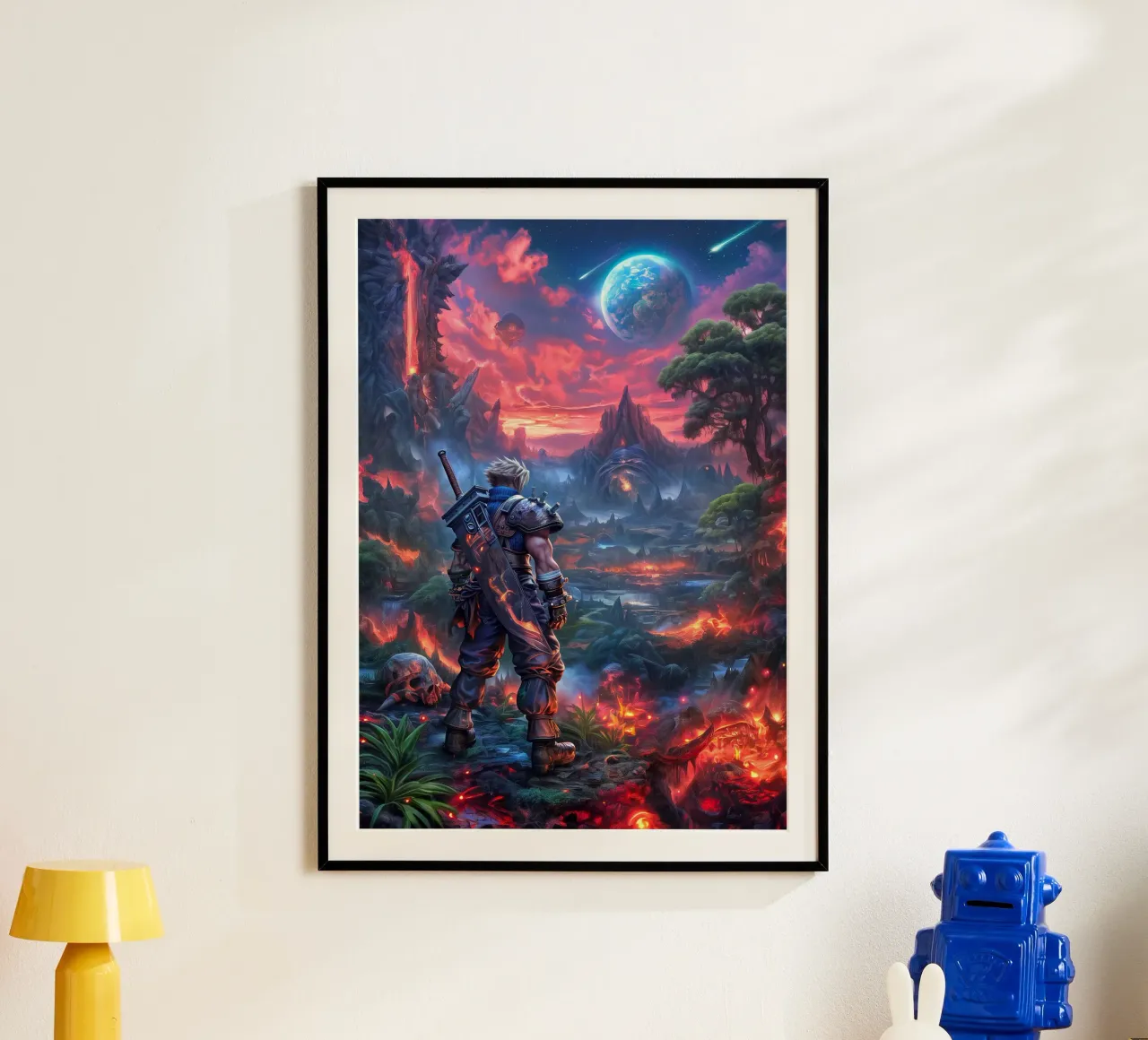 Cloud Strife Final Fantasy VII FF7 poster con telaio in alluminio da Fleur de Lys