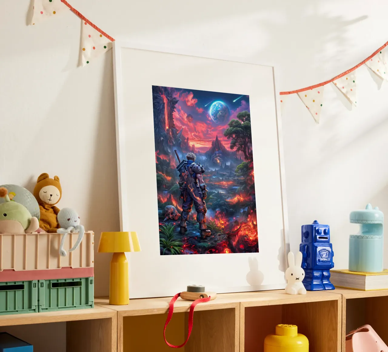 Cloud Strife Final Fantasy VII FF7 poster con telaio in alluminio da Fleur de Lys