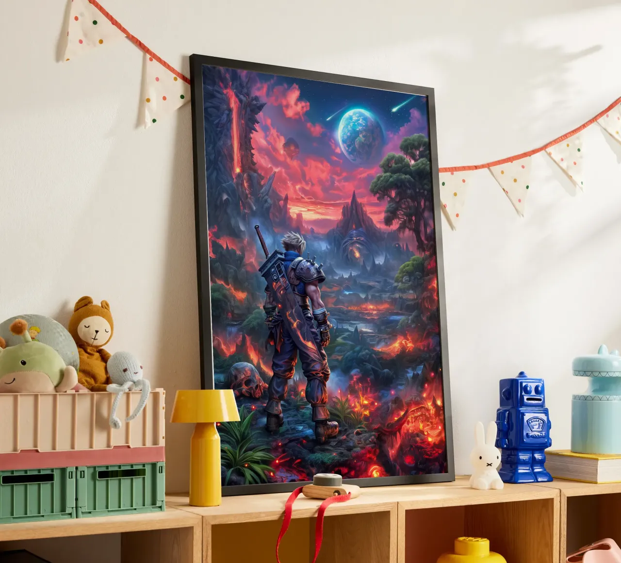 Cloud Strife Final Fantasy VII FF7 poster con telaio in alluminio da Fleur de Lys