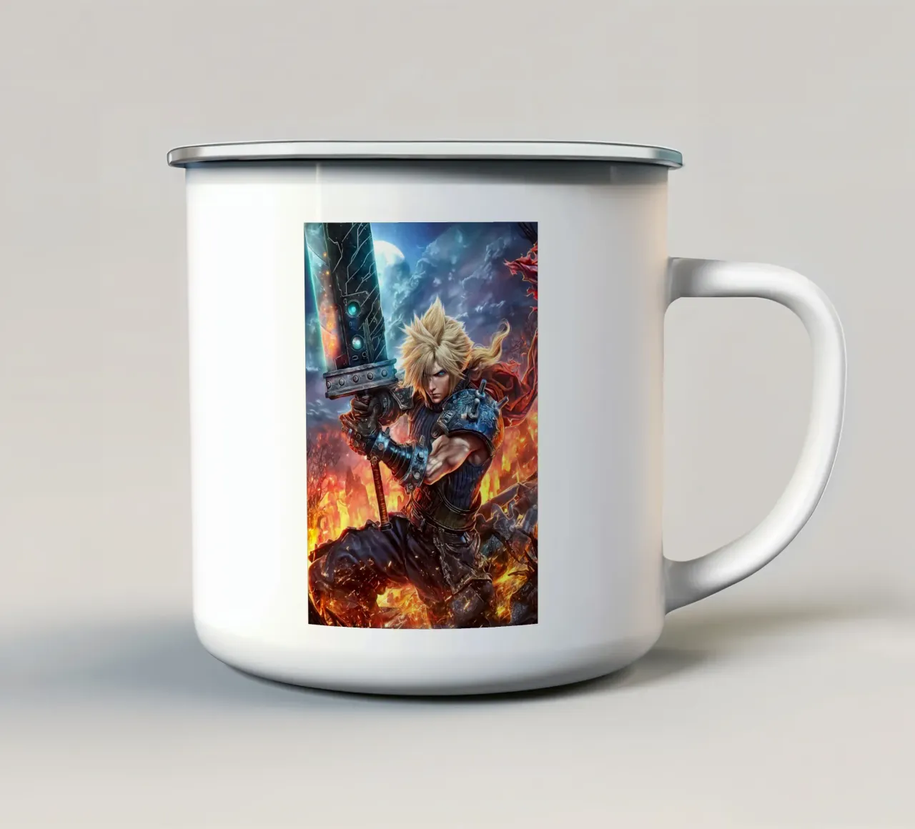 Cloud Strife Final Fantasy VII FF7 tazza in smalto da Fleur de Lys