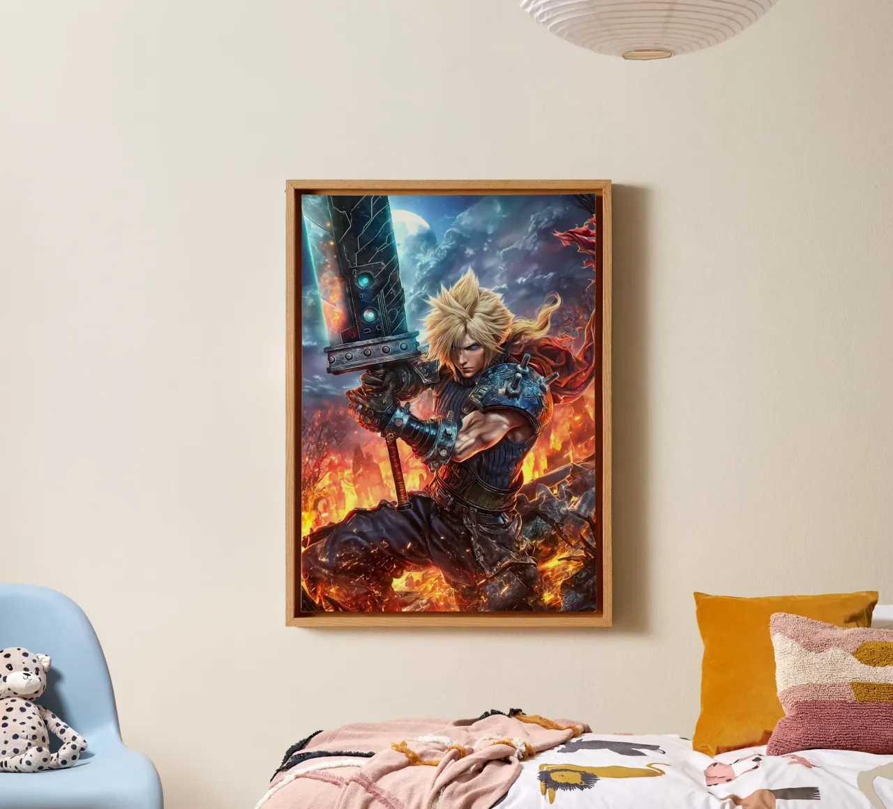 Cloud Strife Final Fantasy VII FF7 tela con Cornice a cassetta da Fleur de Lys