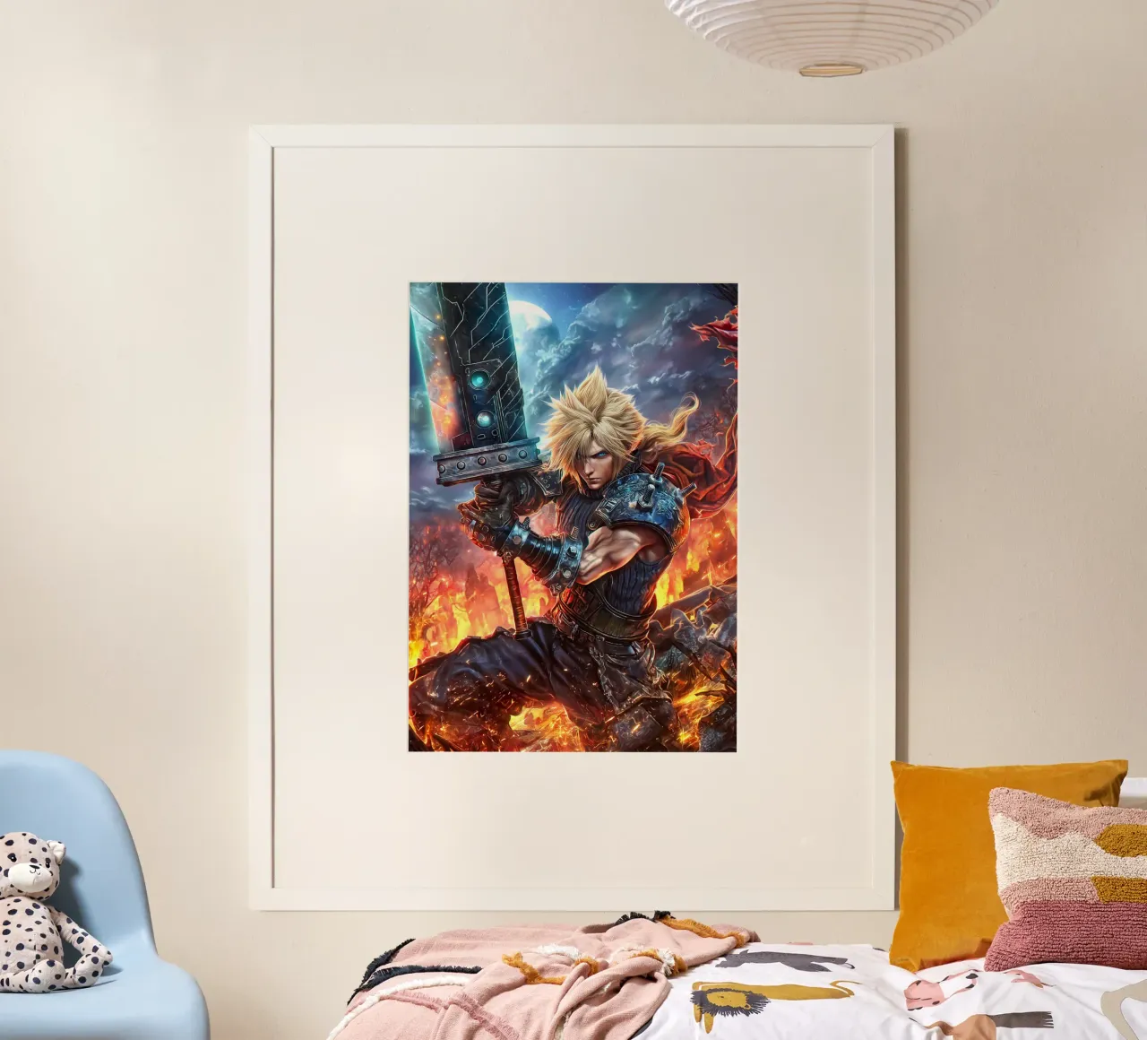 Cloud Strife Final Fantasy VII FF7 poster con telaio in alluminio da Fleur de Lys
