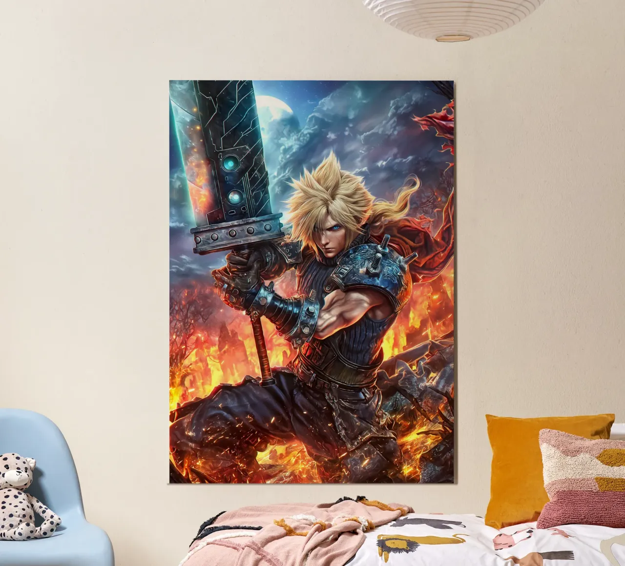 Cloud Strife Final Fantasy VII FF7 poster con telaio in alluminio da Fleur de Lys