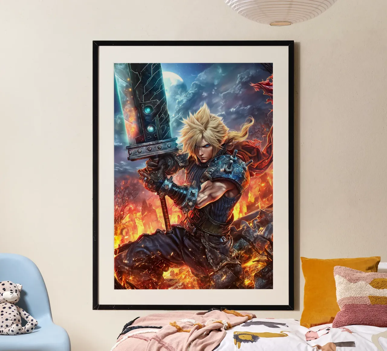 Cloud Strife Final Fantasy VII FF7 poster con telaio in alluminio da Fleur de Lys