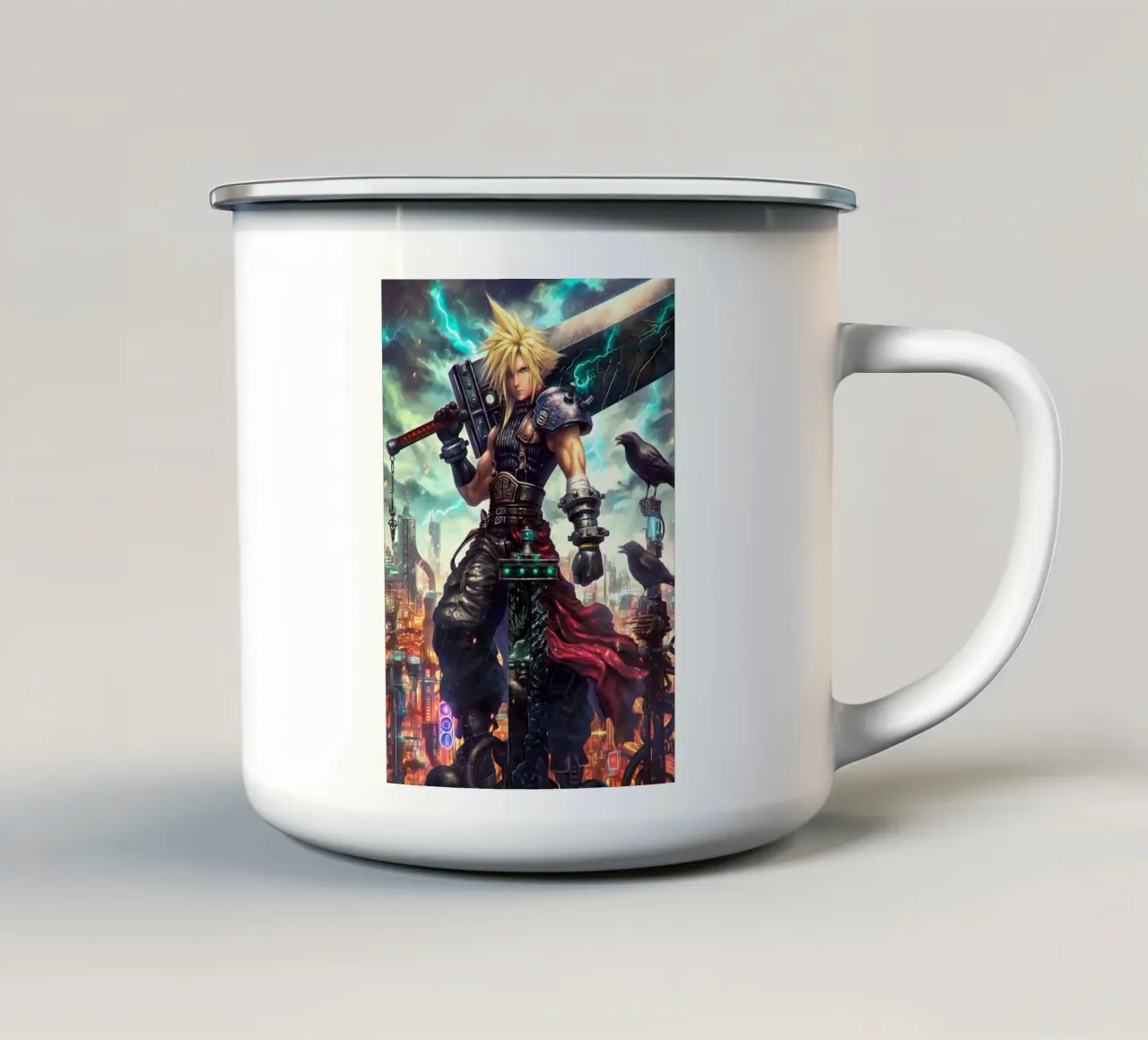 Cloud Strife Final Fantasy VII FF7 tazza in smalto da Fleur de Lys