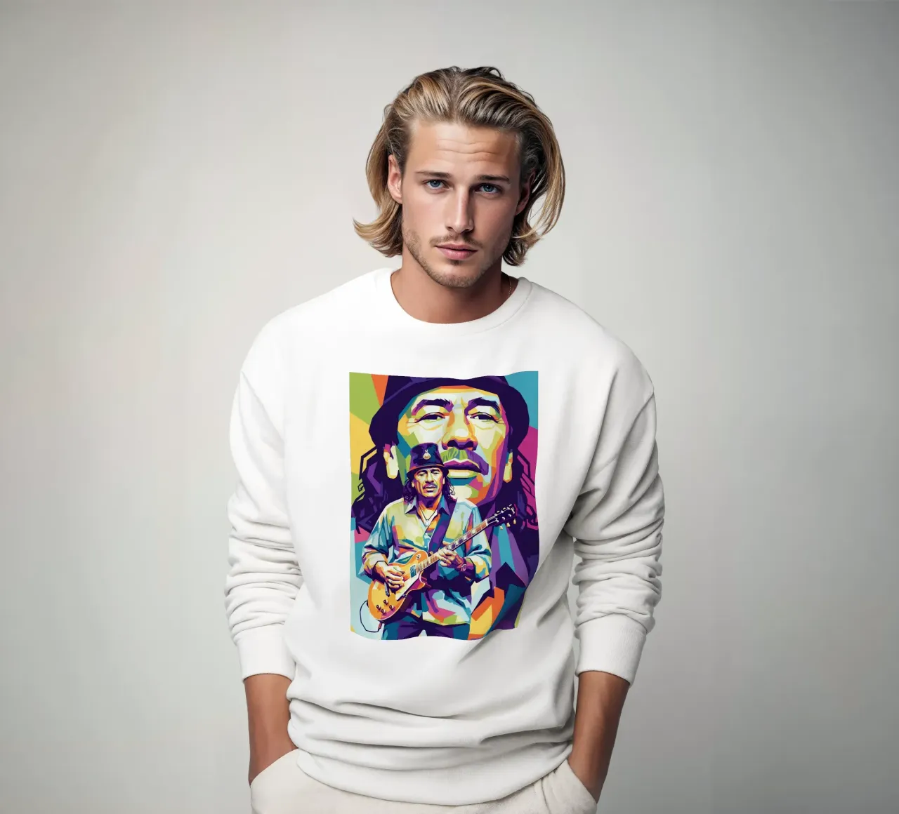 Carlos Santana ritratto pop art #2 felpa da Hantamrata