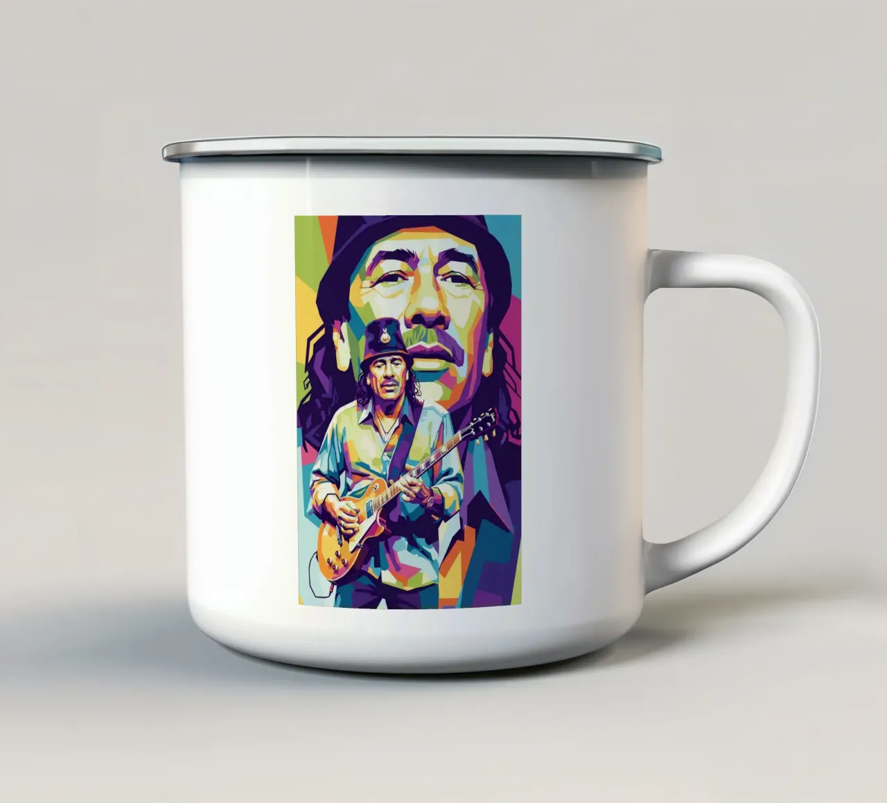 Carlos Santana ritratto pop art #2 tazza in smalto da Hantamrata