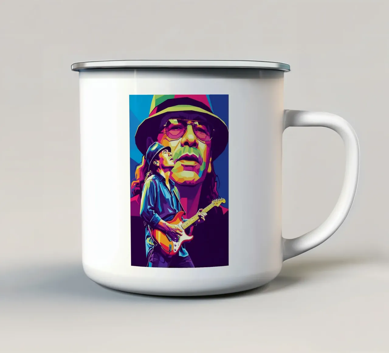 Carlos Santana ritratto pop art #3 tazza in smalto da Hantamrata
