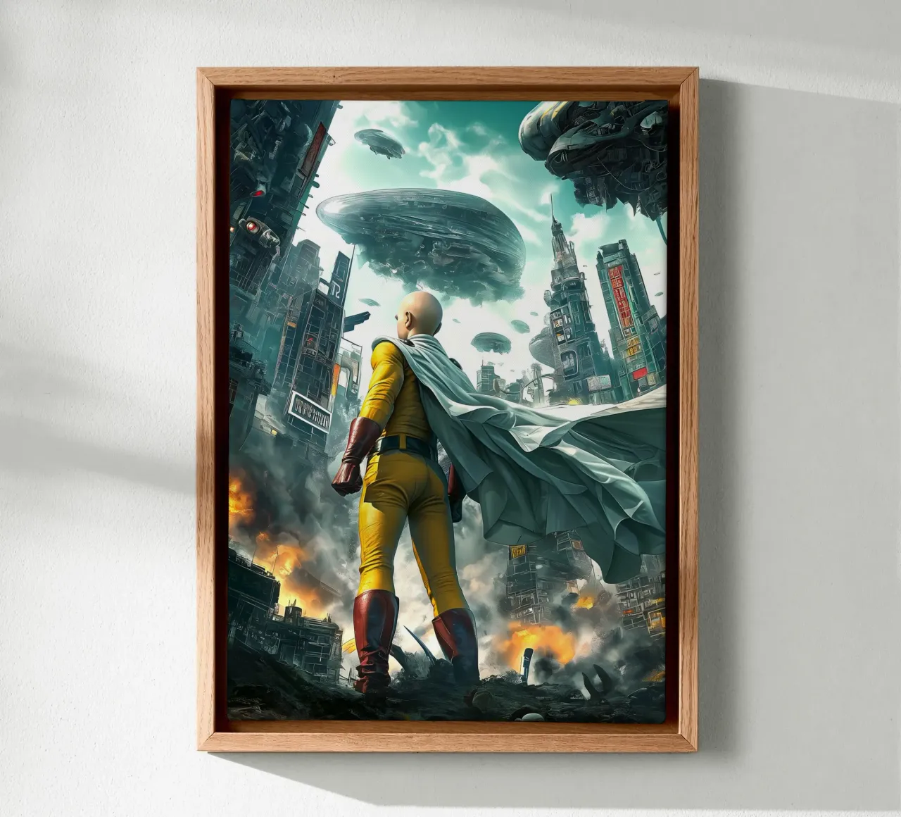 Saitama One Punch Man tela con Cornice a cassetta da Fleur de Lys