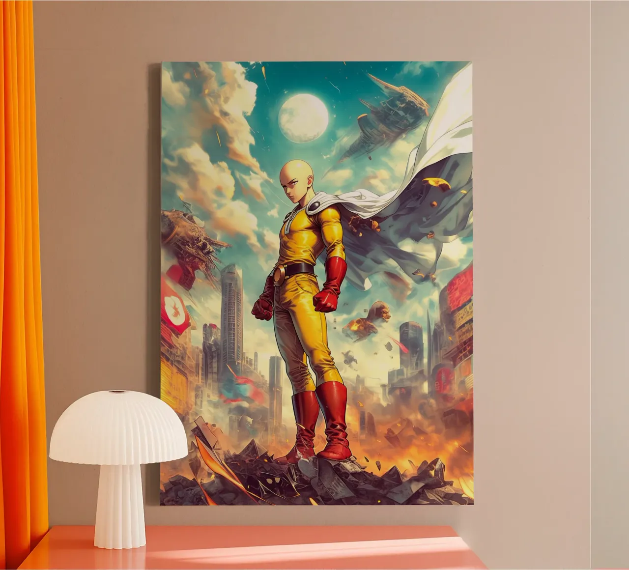Saitama One Punch Man tela con Cornice a cassetta da Fleur de Lys