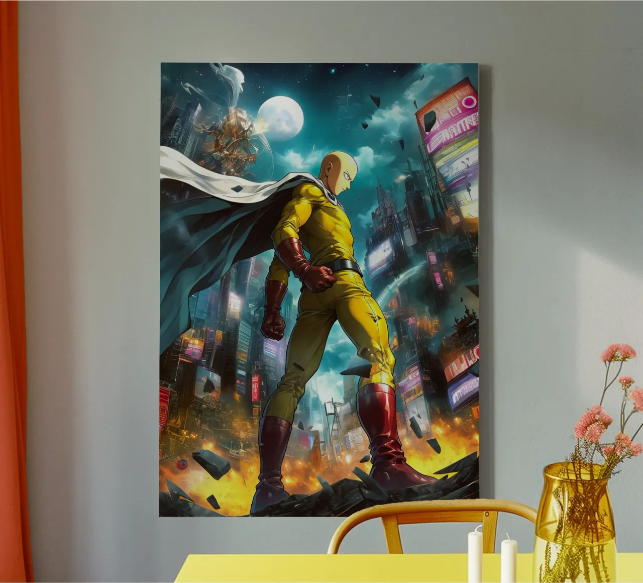 Saitama One Punch Man tela con Cornice a cassetta da Fleur de Lys