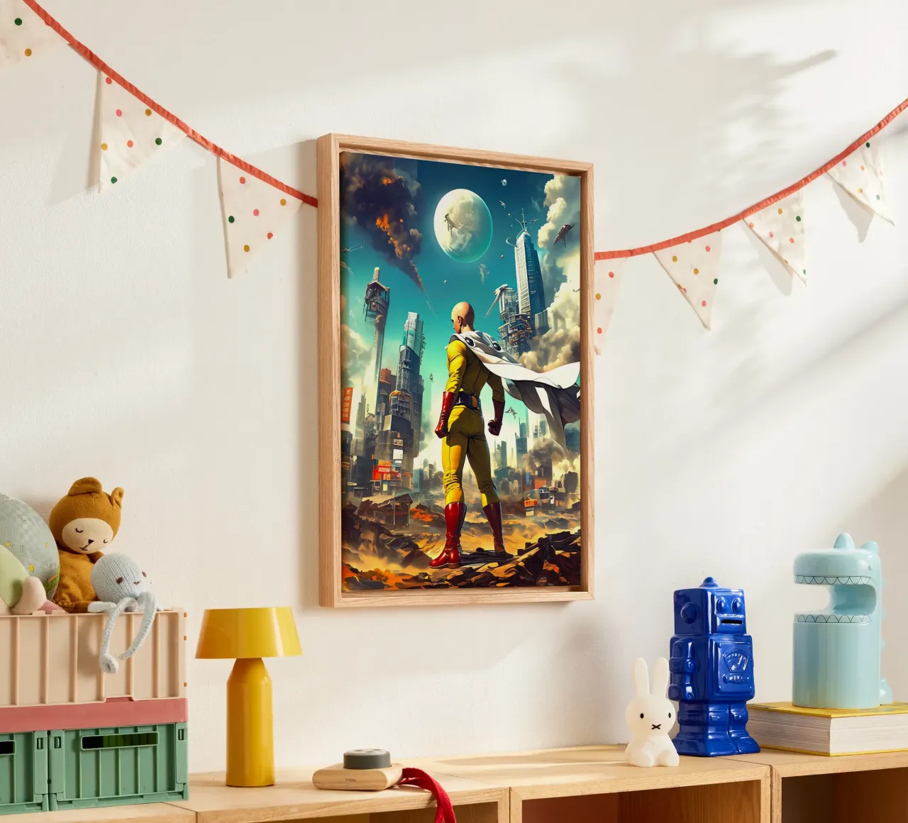 Saitama One Punch Man tela con Cornice a cassetta da Fleur de Lys