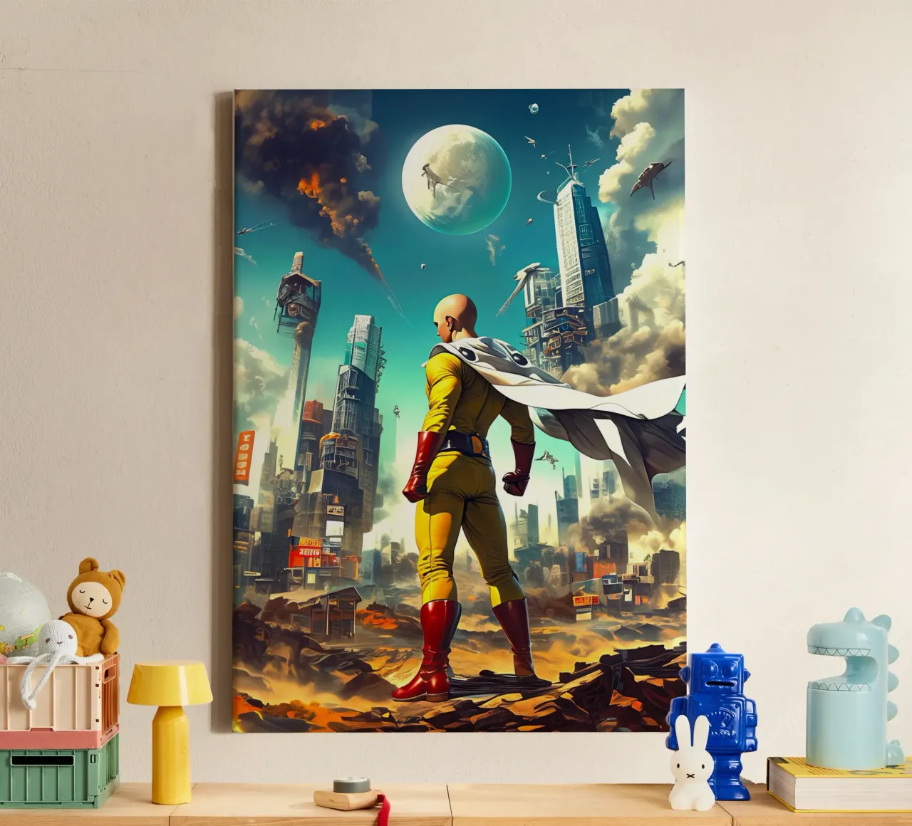 Saitama One Punch Man tela con Cornice a cassetta da Fleur de Lys