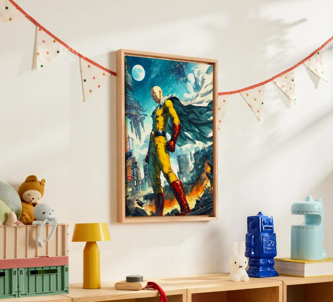 Saitama One Punch Man tela con Cornice a cassetta da Fleur de Lys