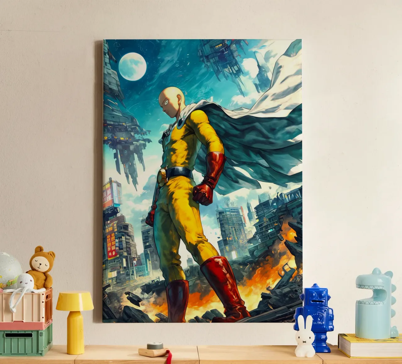 Saitama One Punch Man tela con Cornice a cassetta da Fleur de Lys