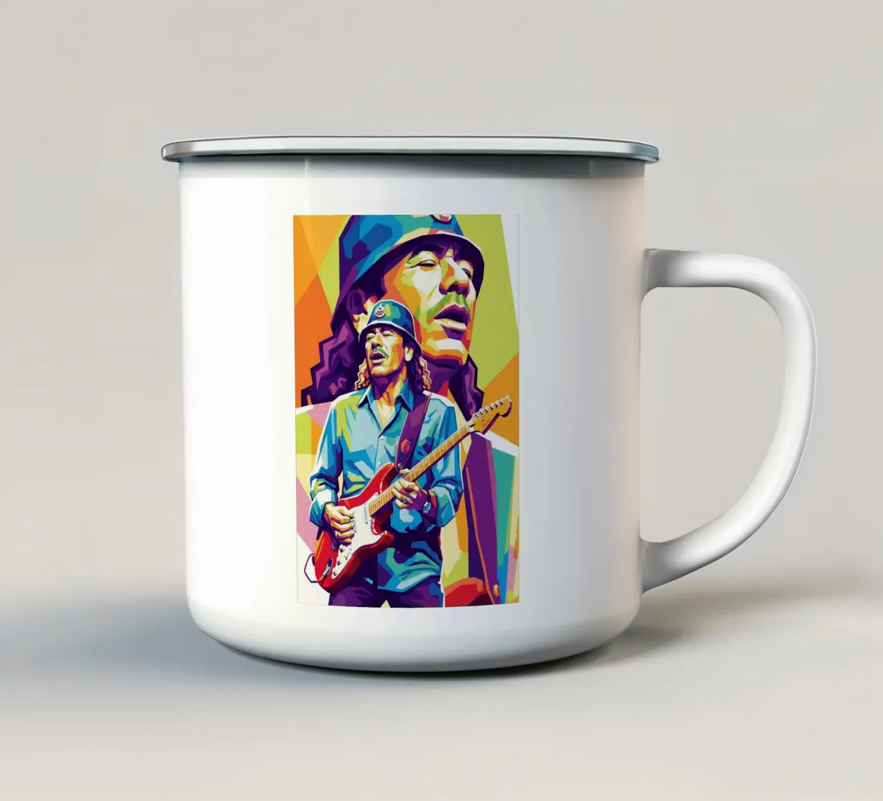 Carlos Santana ritratto pop art #4 tazza in smalto da Hantamrata