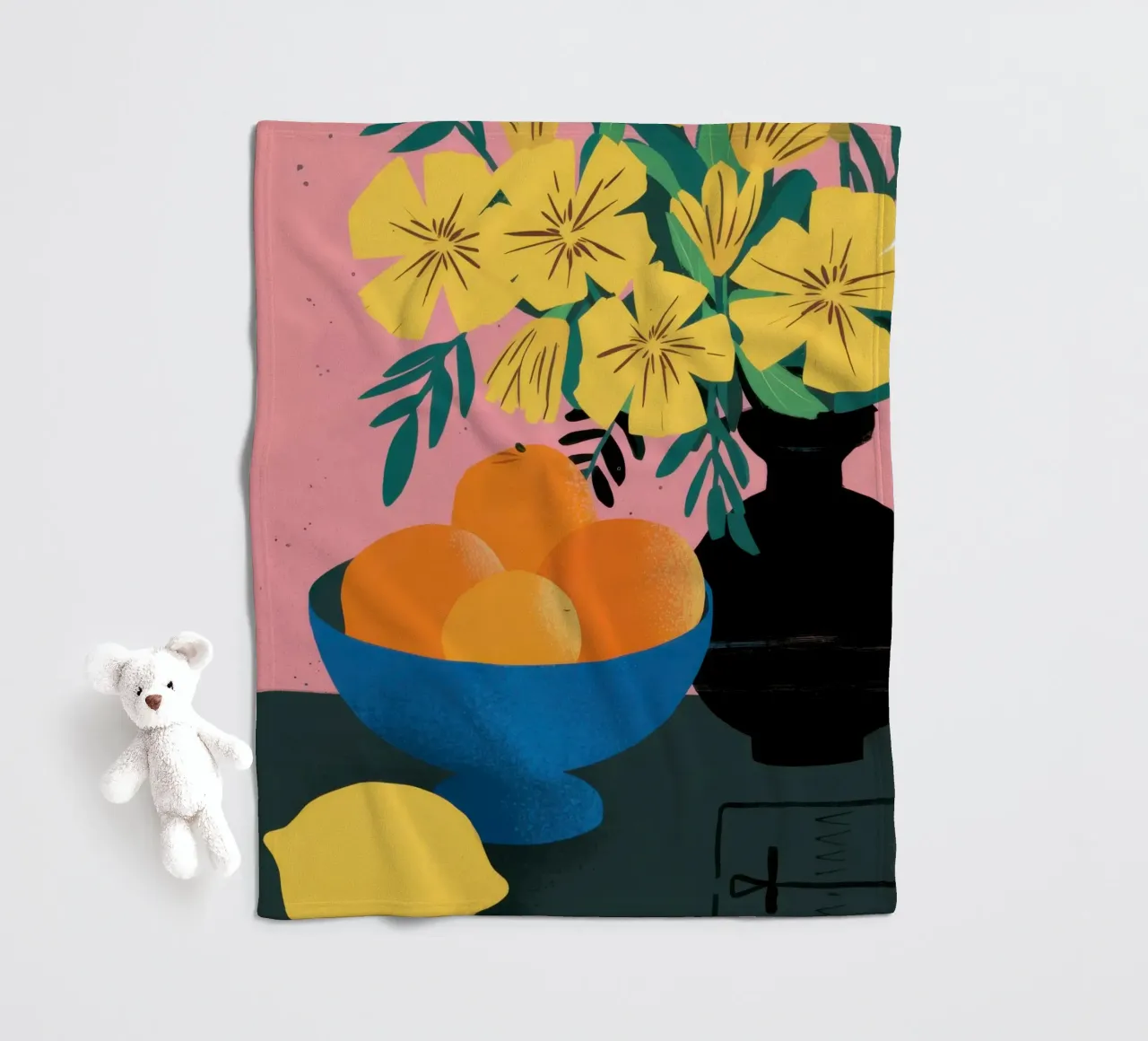 Orange-Zitrone-Stillleben Fleecedecke von Lyra Glaze
