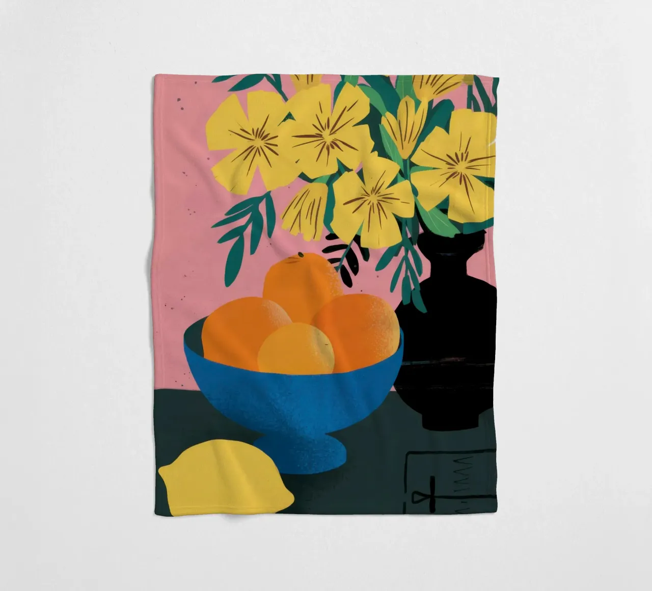 Orange-Zitrone-Stillleben Fleecedecke von Lyra Glaze