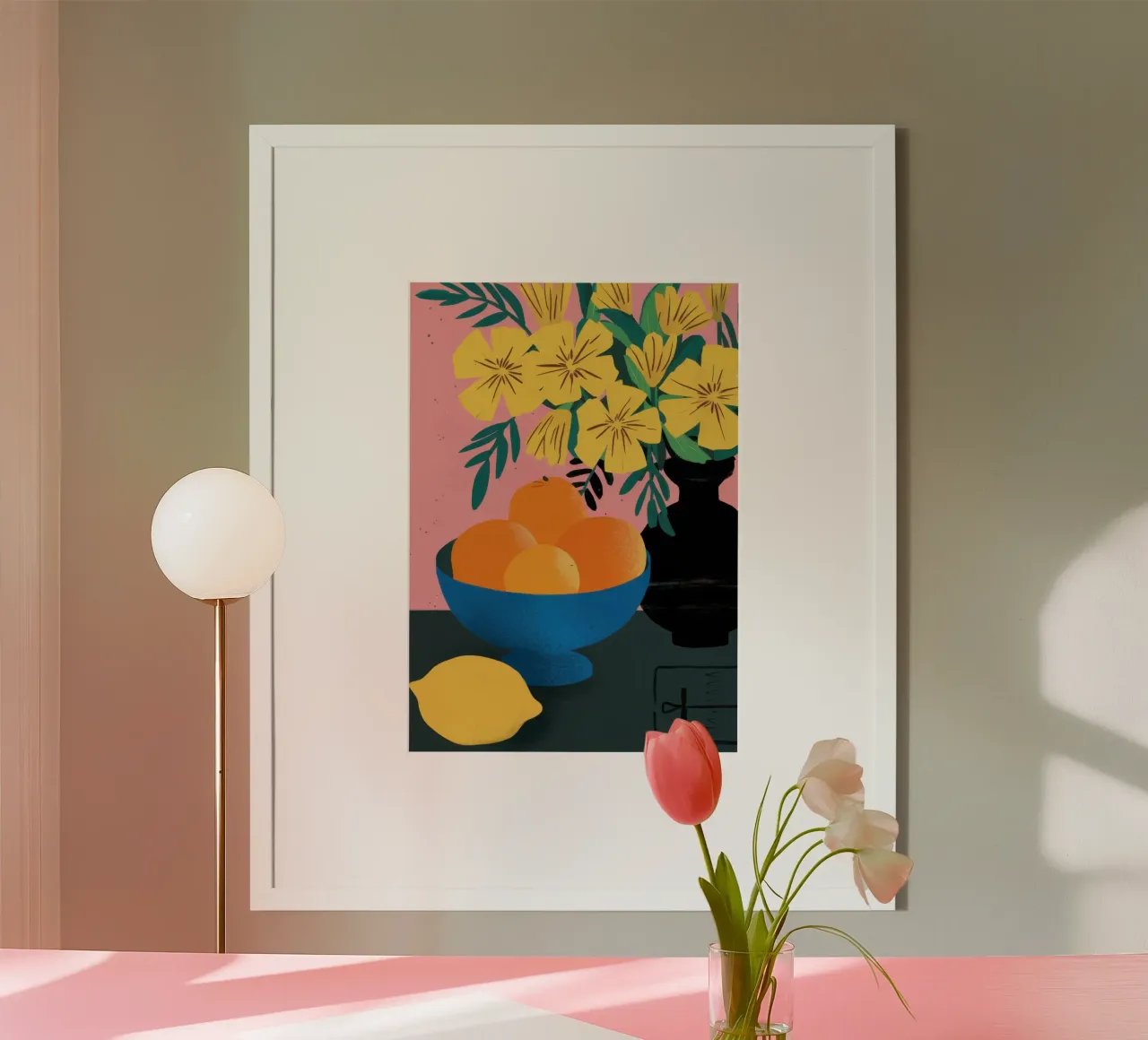 Orange-Zitrone-Stillleben Poster von Lyra Glaze