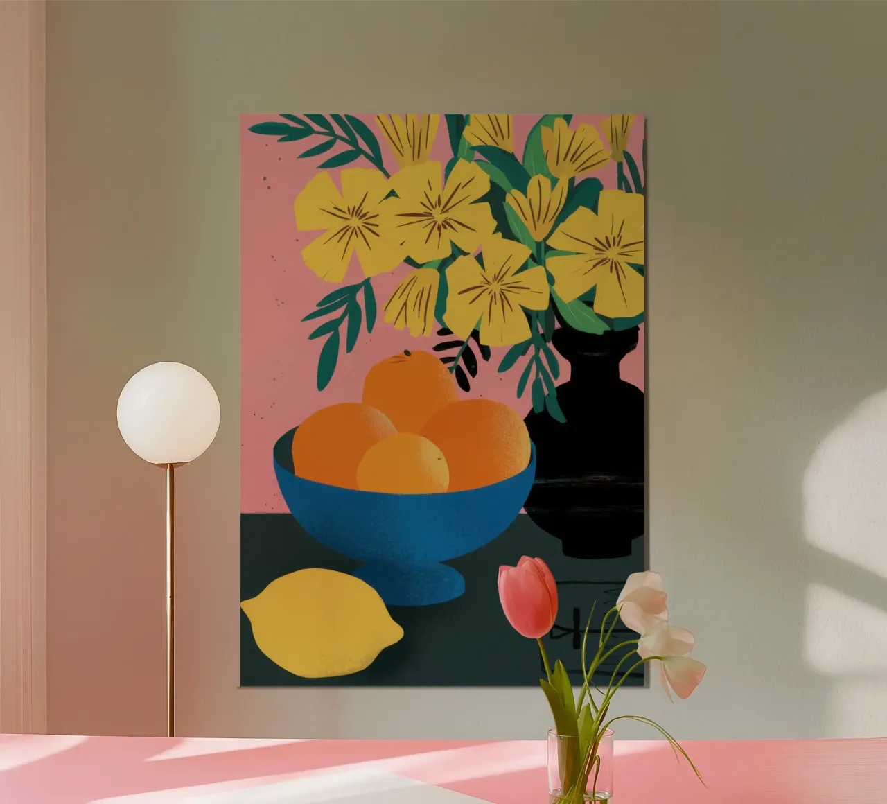 Orange-Zitrone-Stillleben Poster von Lyra Glaze