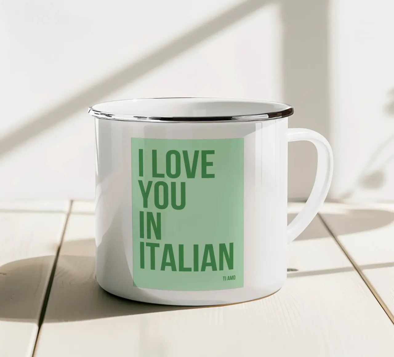 I love you in Italian tazza in smalto da fltmfrance