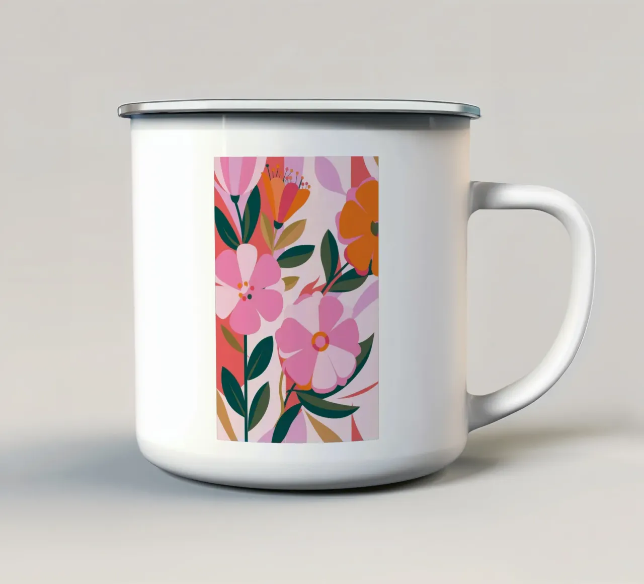 Fiori rosa tenue tazza in smalto da Lyra Glaze