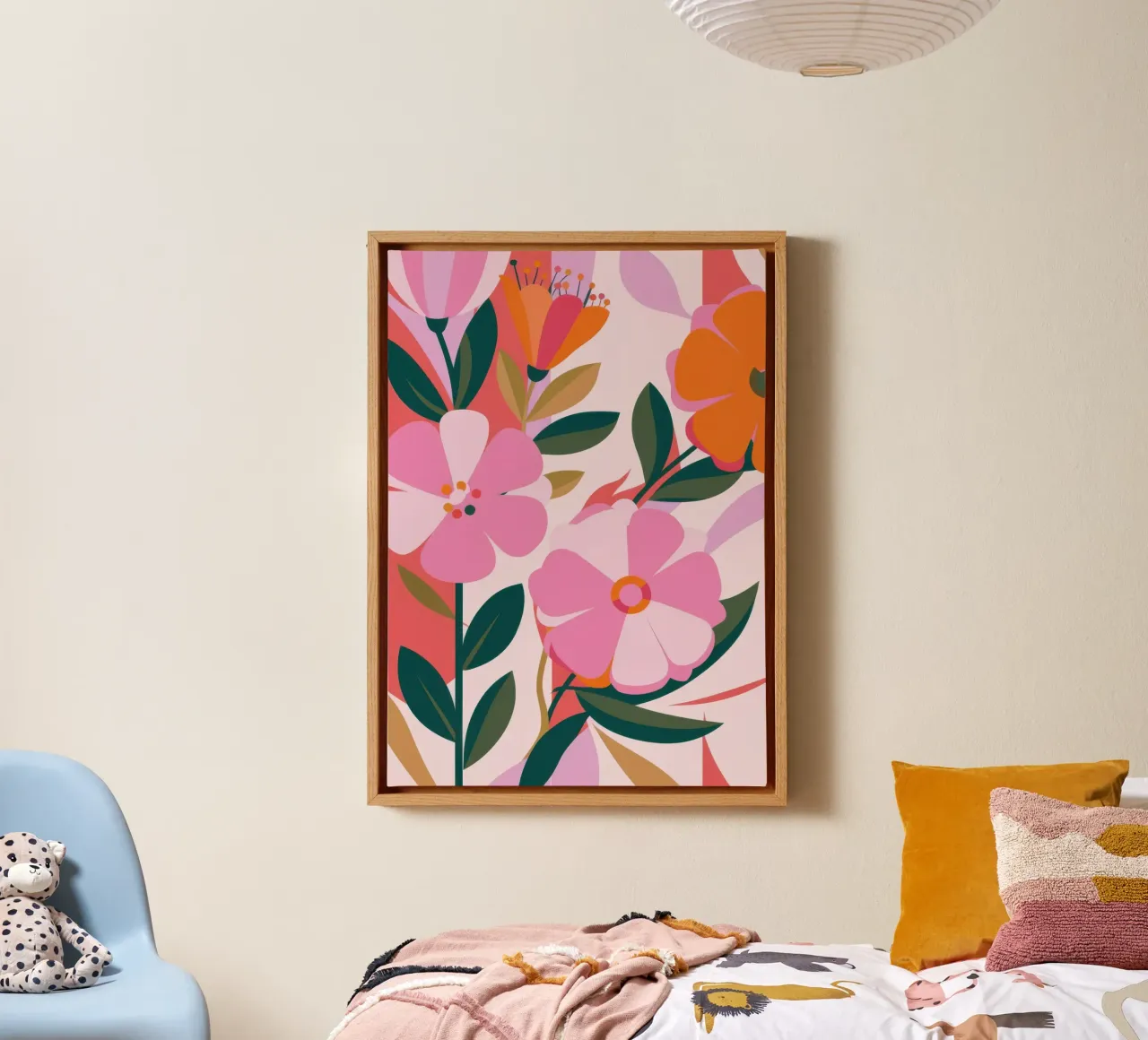 Fiori rosa tenue tela con Cornice a cassetta da Lyra Glaze