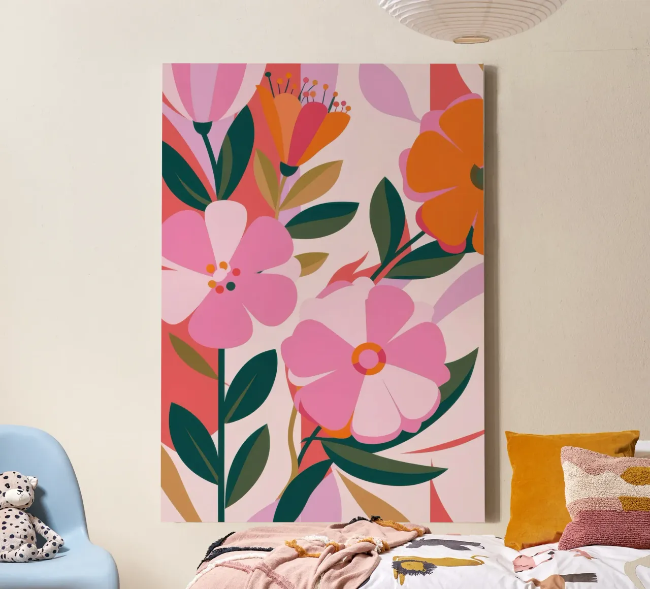 Fiori rosa tenue tela con Cornice a cassetta da Lyra Glaze