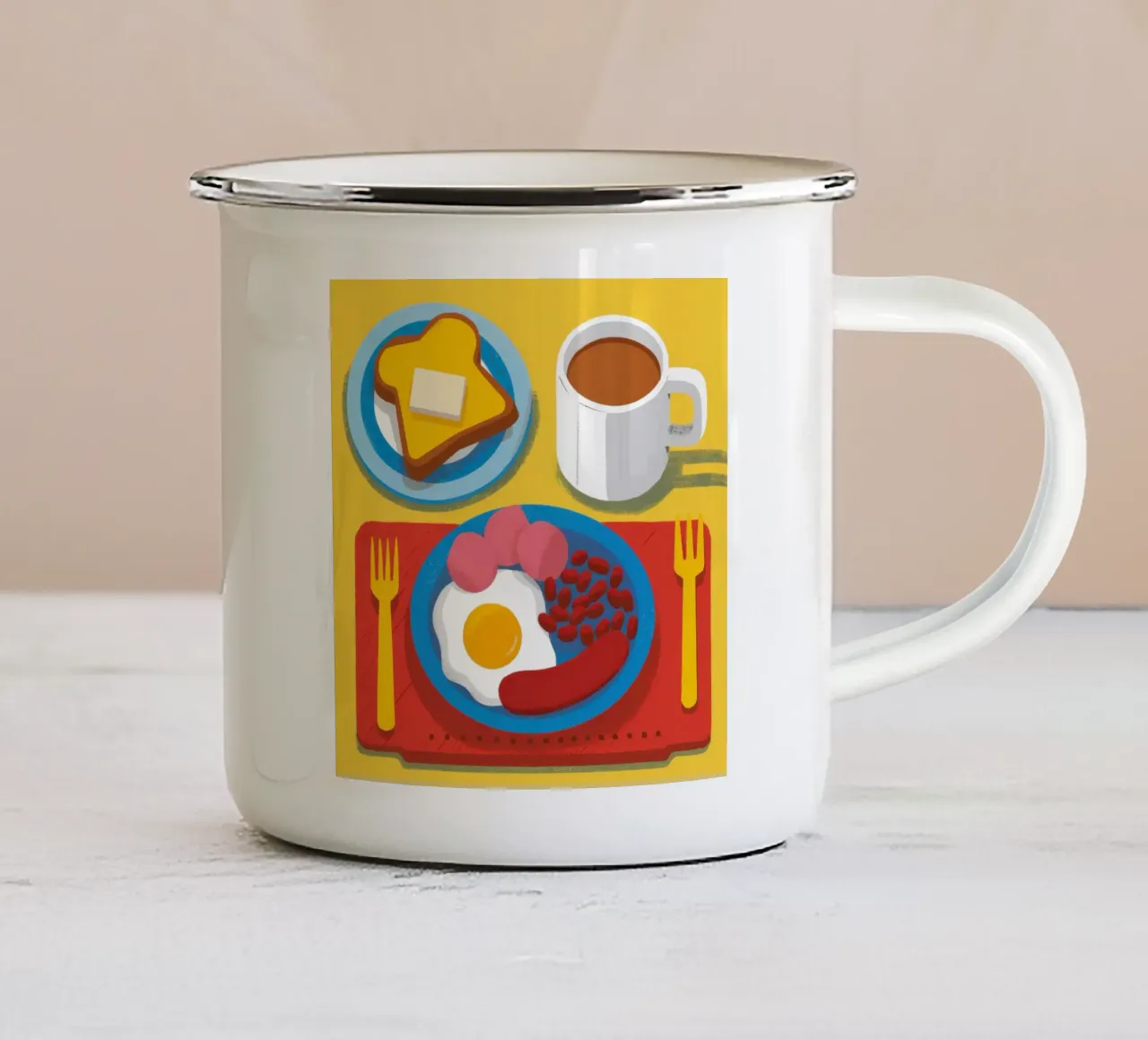 Colazione mattutina abbondante tazza in smalto da Lyra Glaze