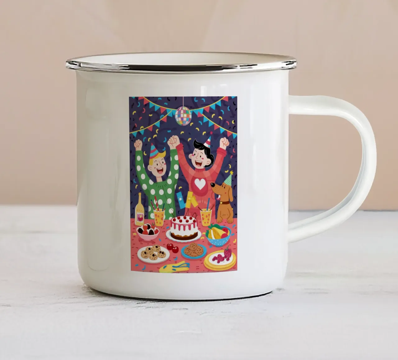 Disco Party gioioso tazza in smalto da Lyra Glaze