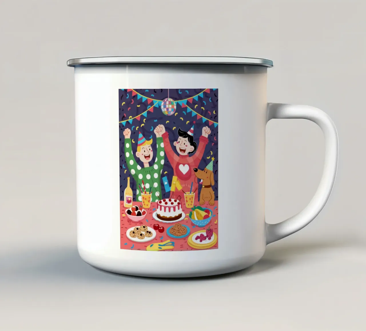 Disco Party gioioso tazza in smalto da Lyra Glaze