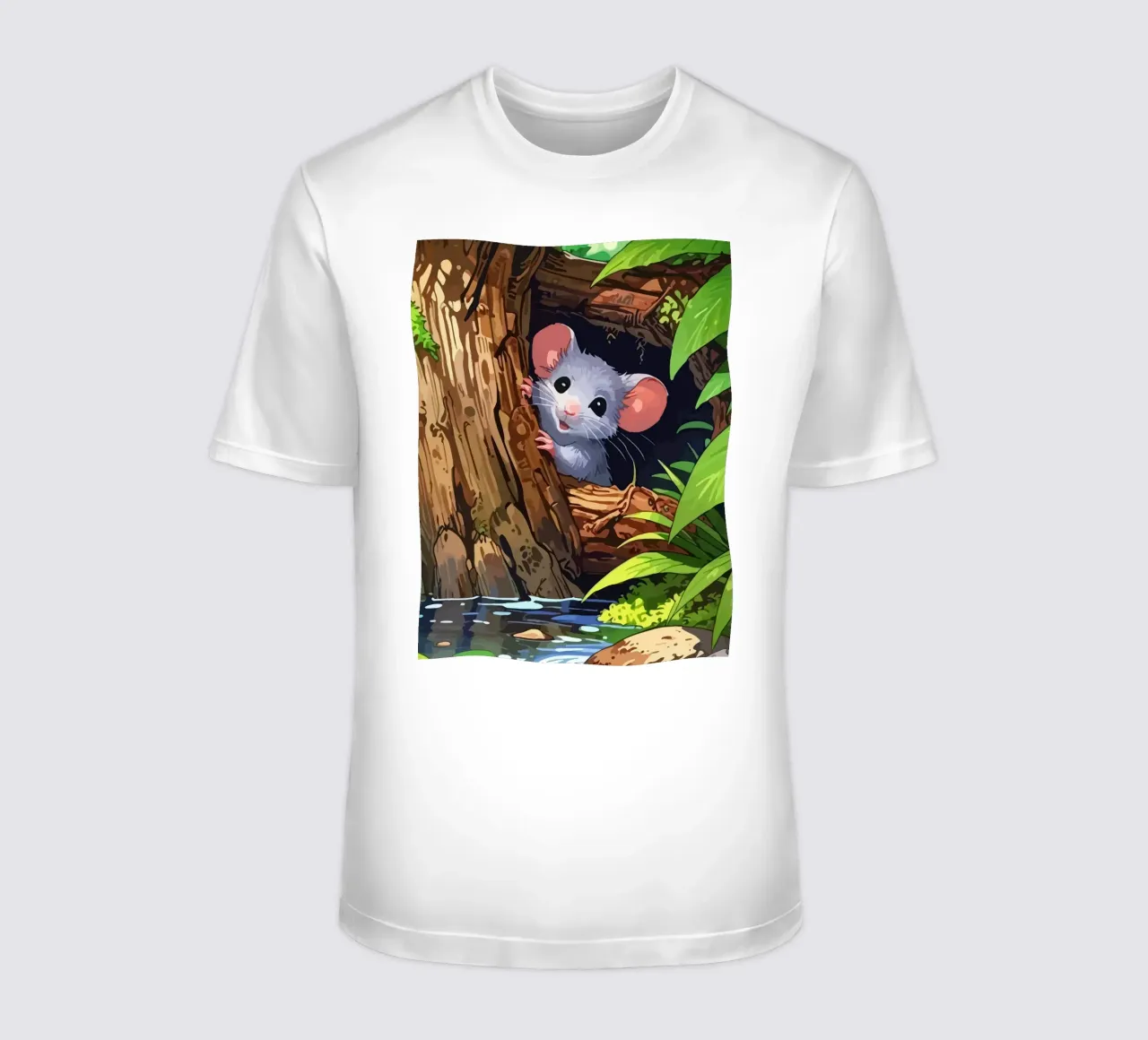 mouse behind the tree t-shirt da Dumery Art